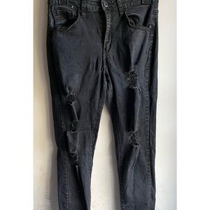Classic Black Distressed Skinny Jeans for Women